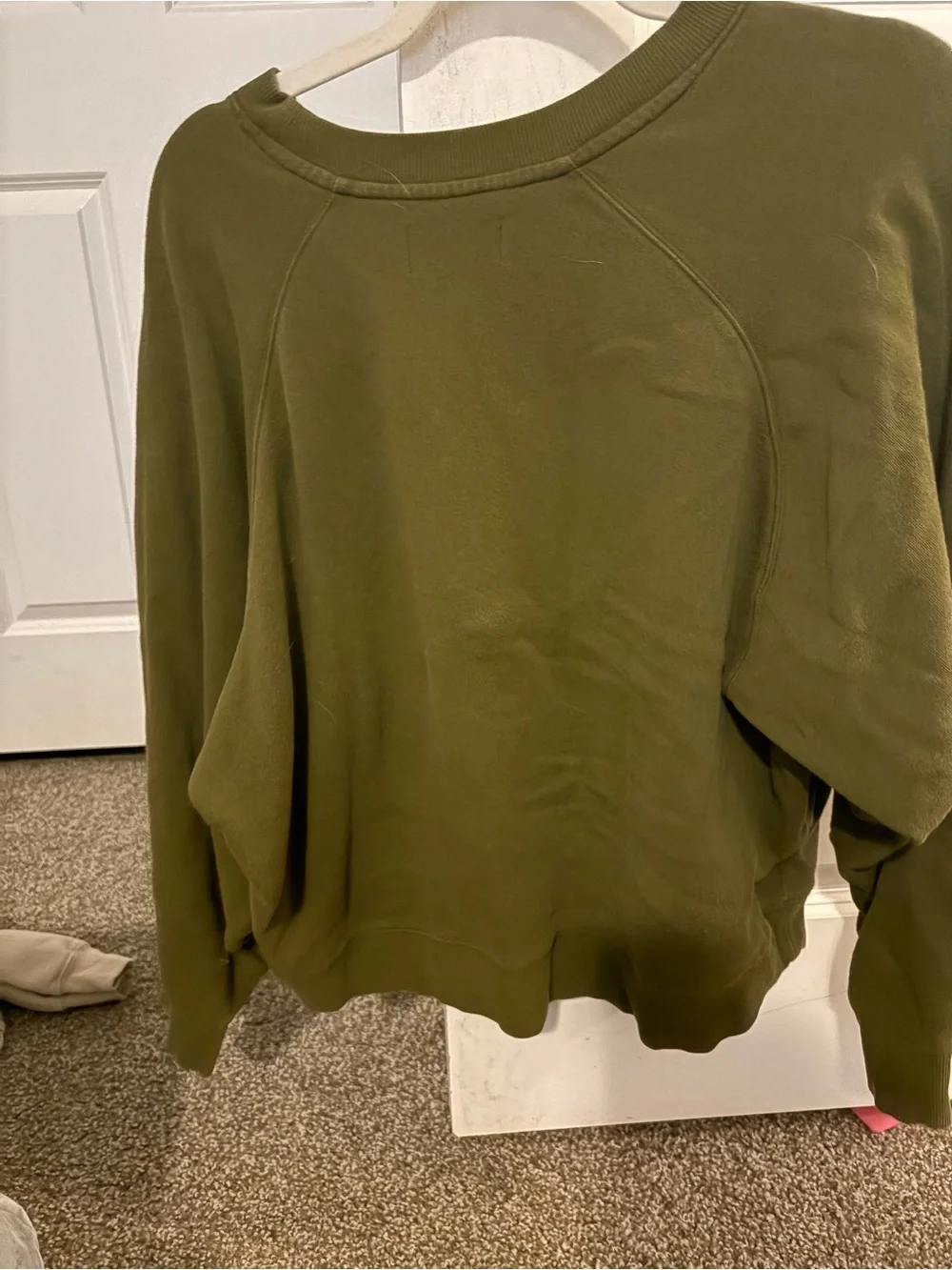 Old Navy Olive Crewneck Sweater with Daisy Appliqués